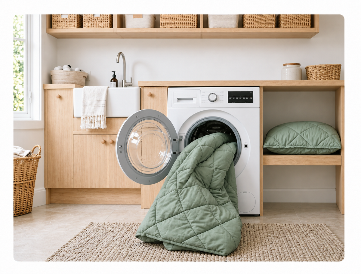 Loading the whole DreamWrap duvet into a washing machine
