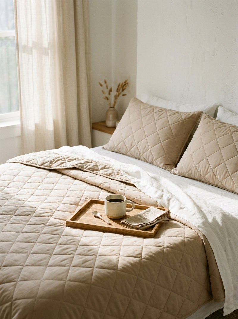 Breakfast on a DreamWrap duvet in Beige