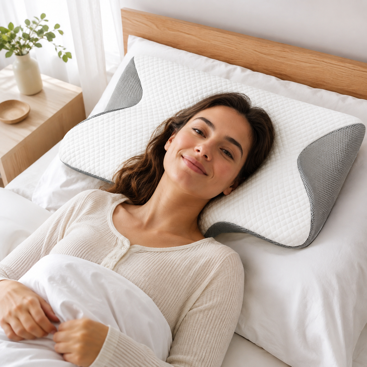 Resting on the NeckCloud ergonomic pillow